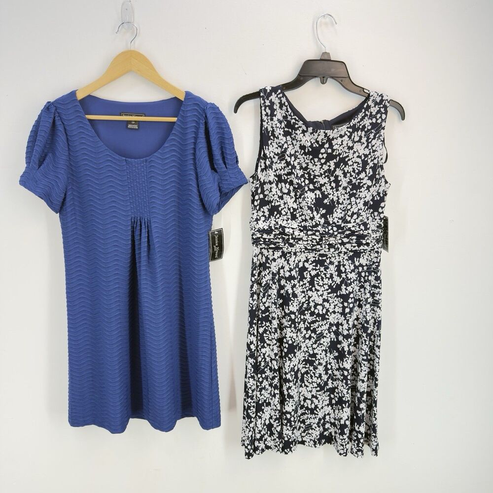 New Lot 2 Jessica Howard Women Navy Dress Size 10 Petite Flowers Blue